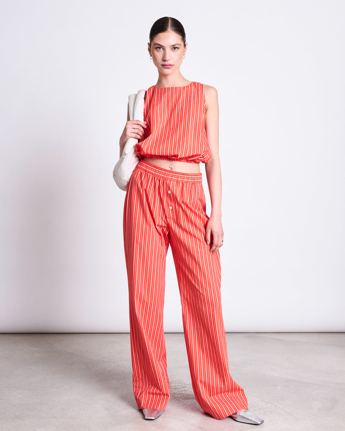 JAN 'N JUNE COTTON PANTS SOBY CHERRY RED WHITE STRIPED GOTS