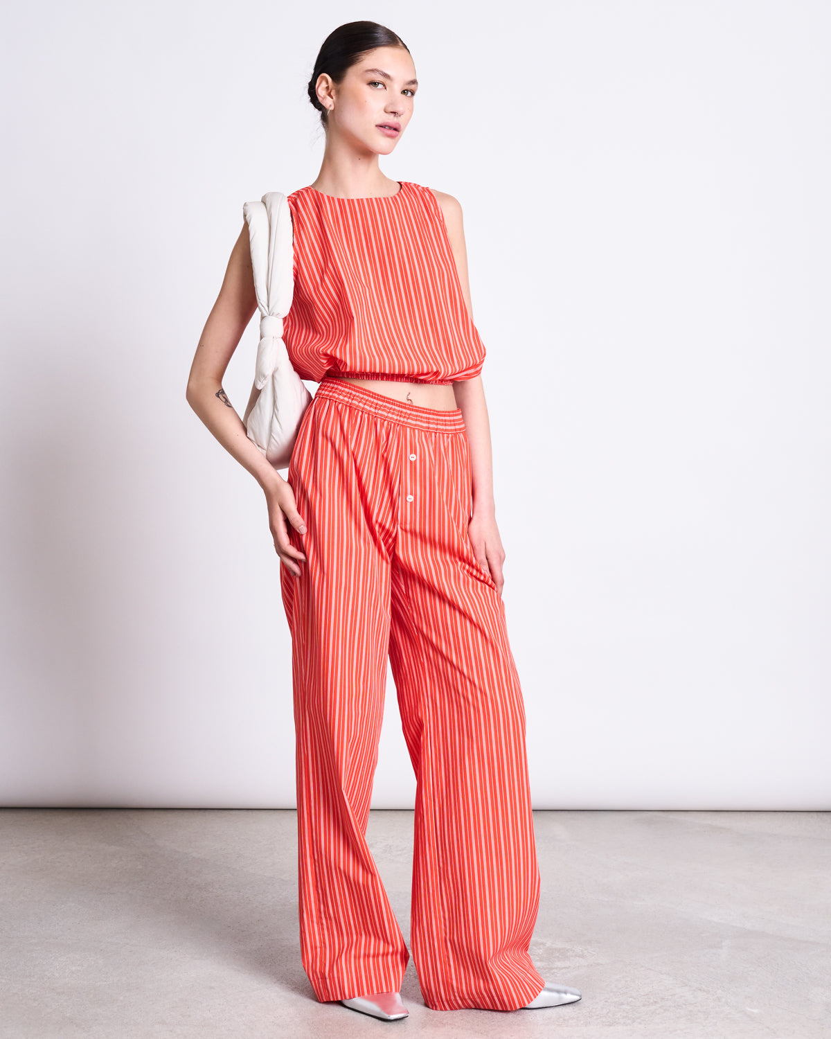 JAN 'N JUNE COTTON PANTS SOBY CHERRY RED WHITE STRIPED GOTS