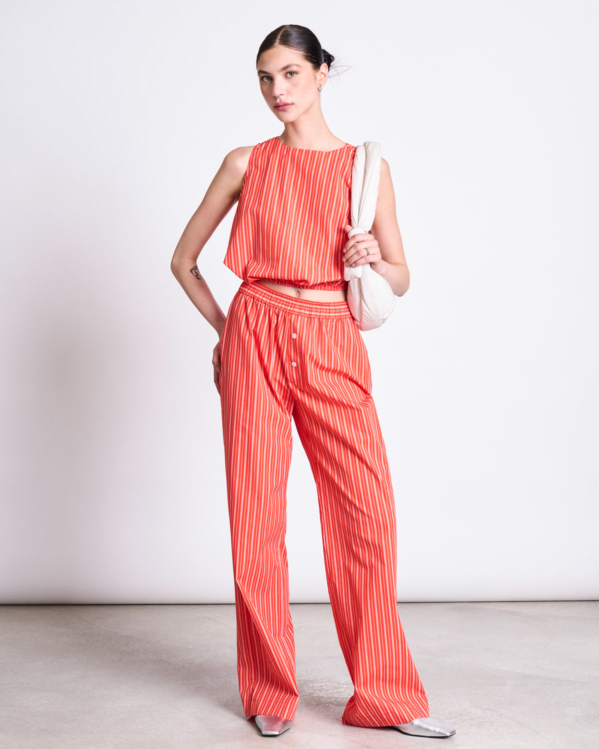 JAN 'N JUNE COTTON PANTS SOBY CHERRY RED WHITE STRIPED GOTS