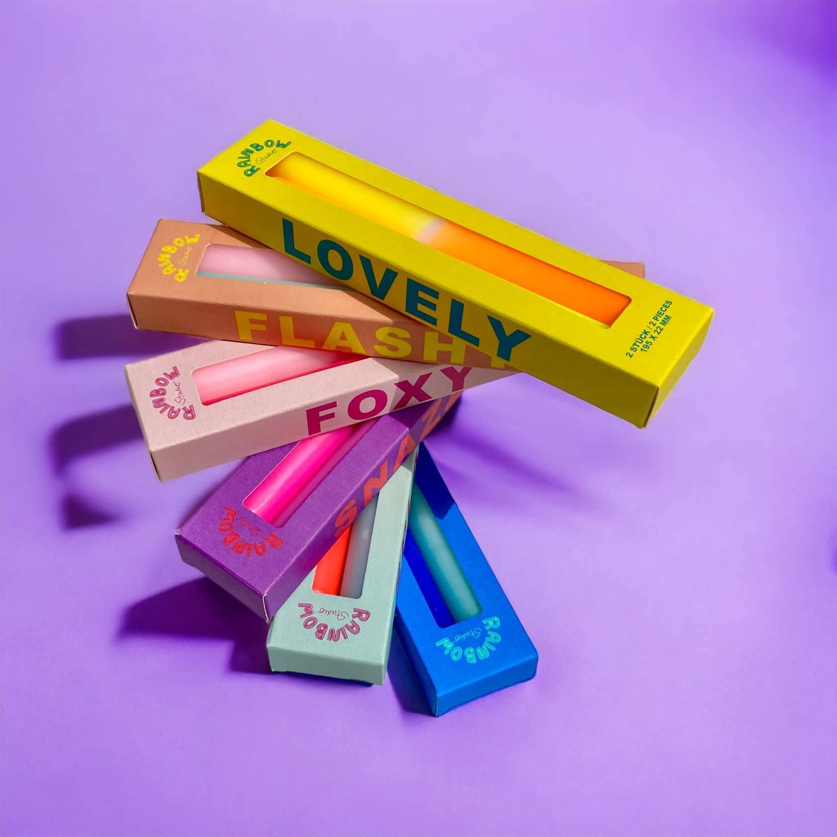 PINK STORIES Rainbow Neon Kerzen - 2er-Set