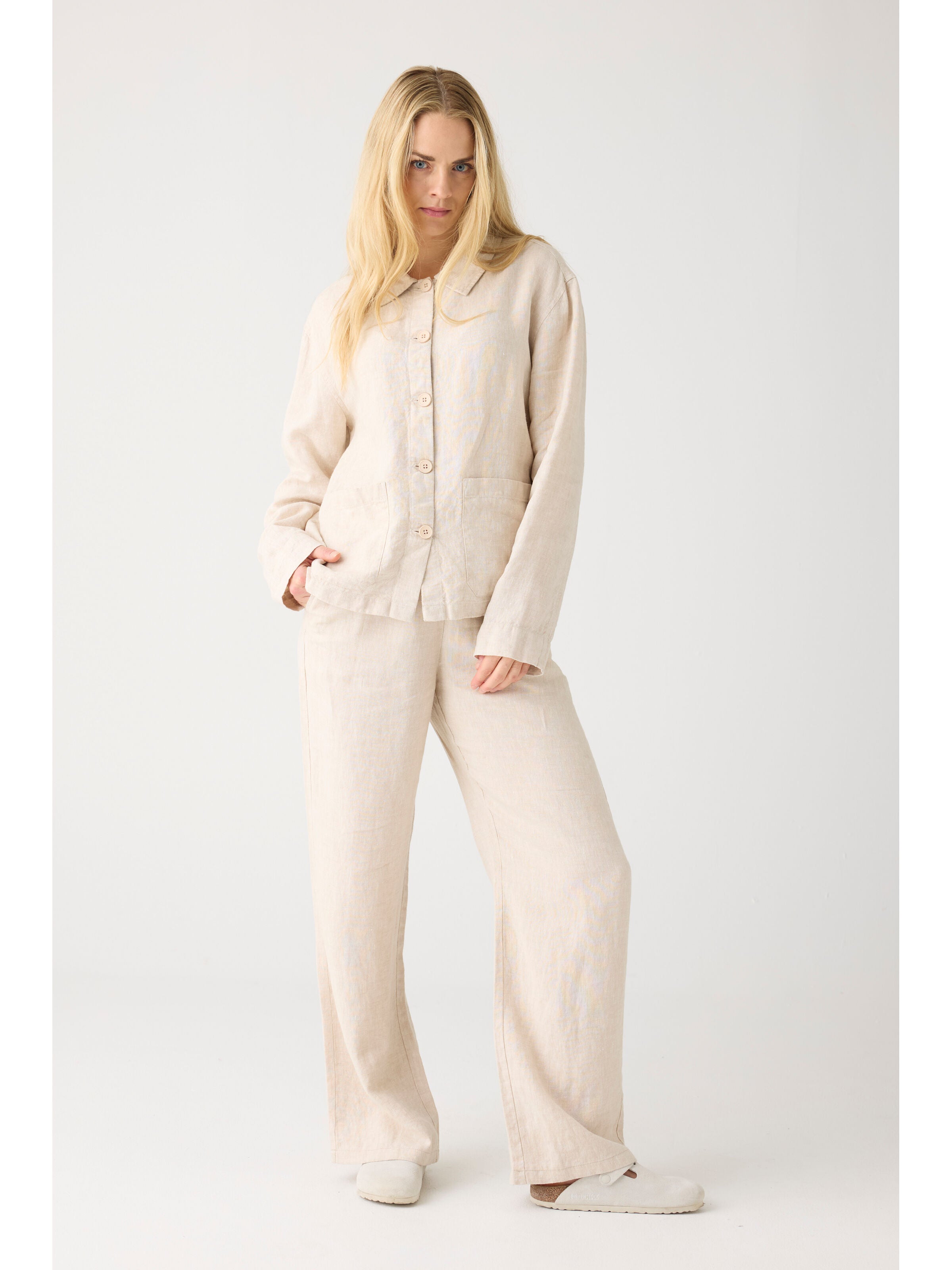 KNOWLEDGE COTTON APPAREL Posey Leinenhose – light feather grey