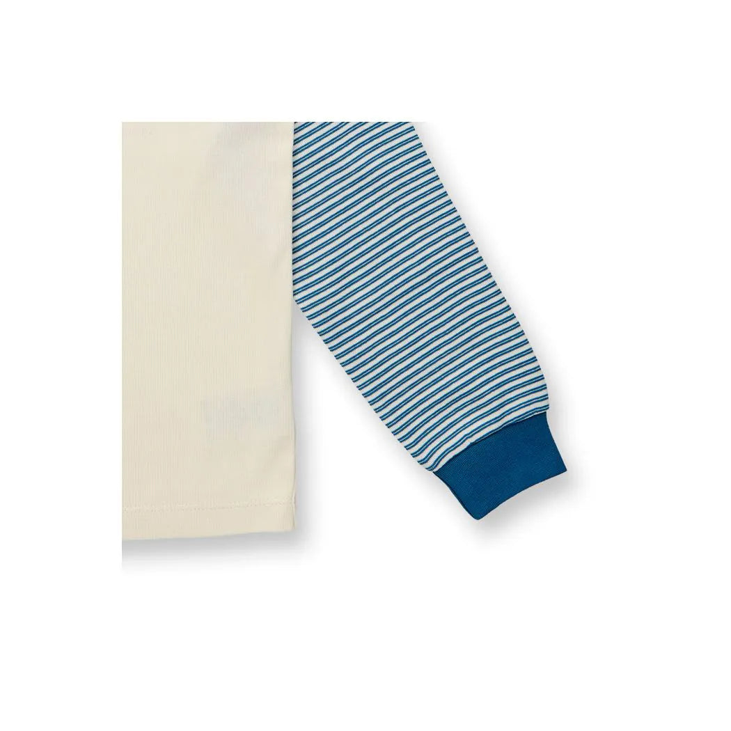 SENSE ORGANICS Long John Pyjama Ocean Blue Stripes + Whale