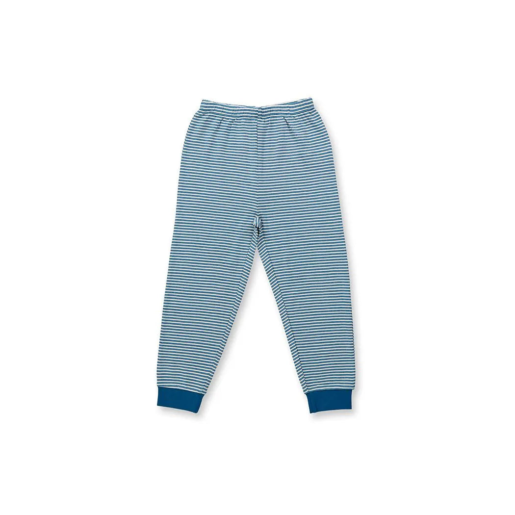 SENSE ORGANICS Long John Pyjama Ocean Blue Stripes + Whale