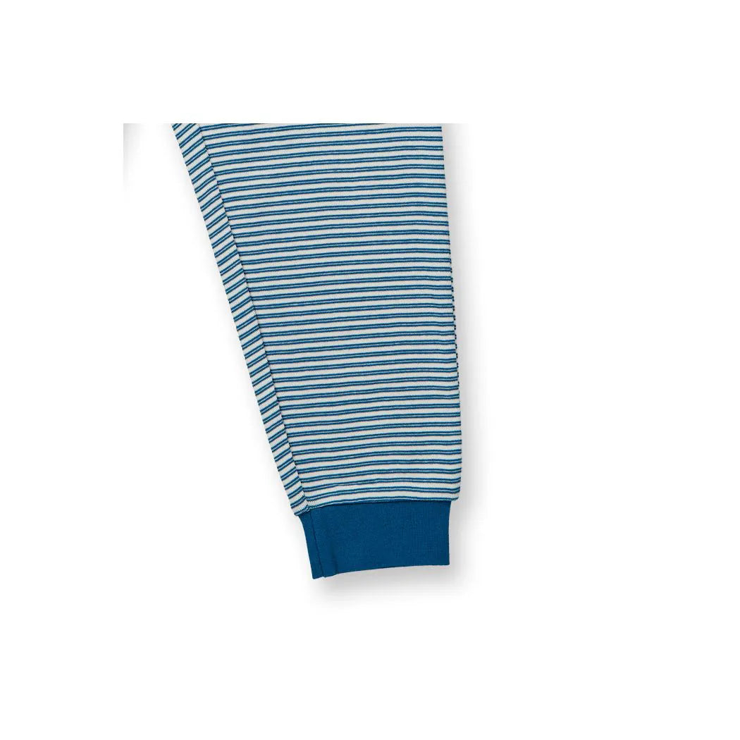 SENSE ORGANICS Long John Pyjama Ocean Blue Stripes + Whale