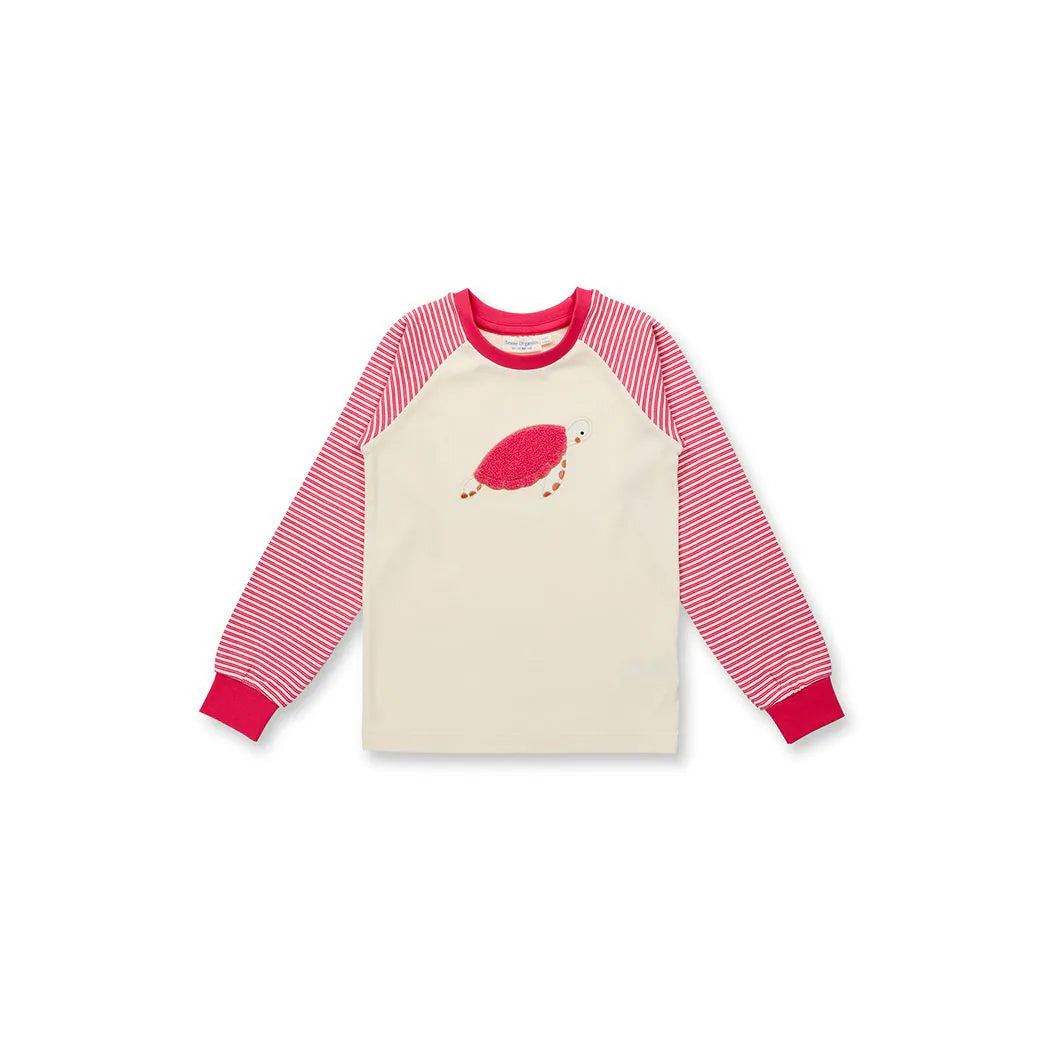 SENSE ORGANICS Long John Pyjama Pink Stripes + Turtle