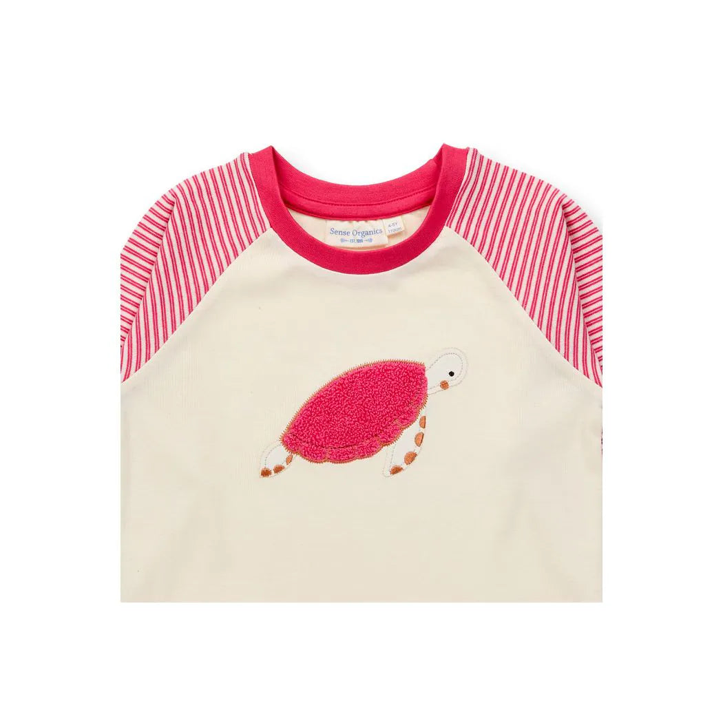 SENSE ORGANICS Long John Pyjama Pink Stripes + Turtle