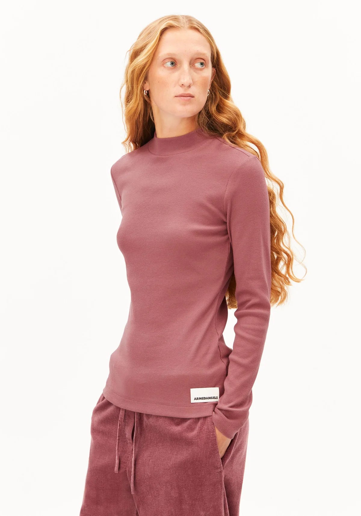 ARMEDANGELS Rib LONGSLEEVE FATIMAARA - velvet ember