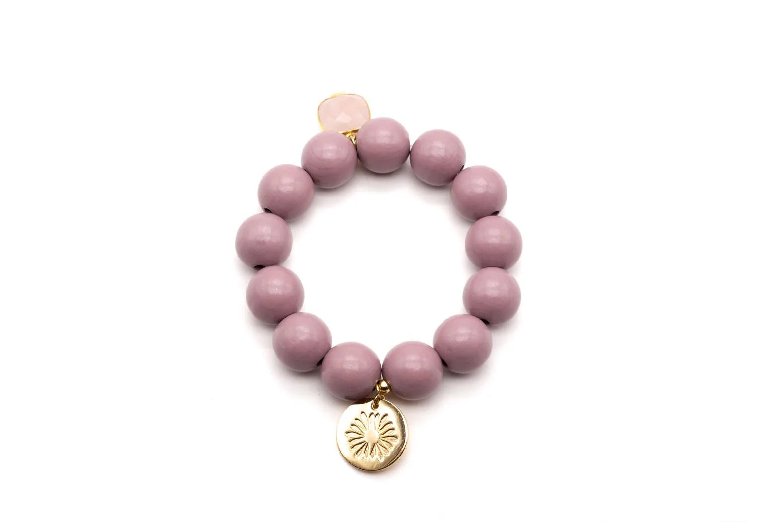 Schmückstück - Armband aus Holzperlen mit Edelstein