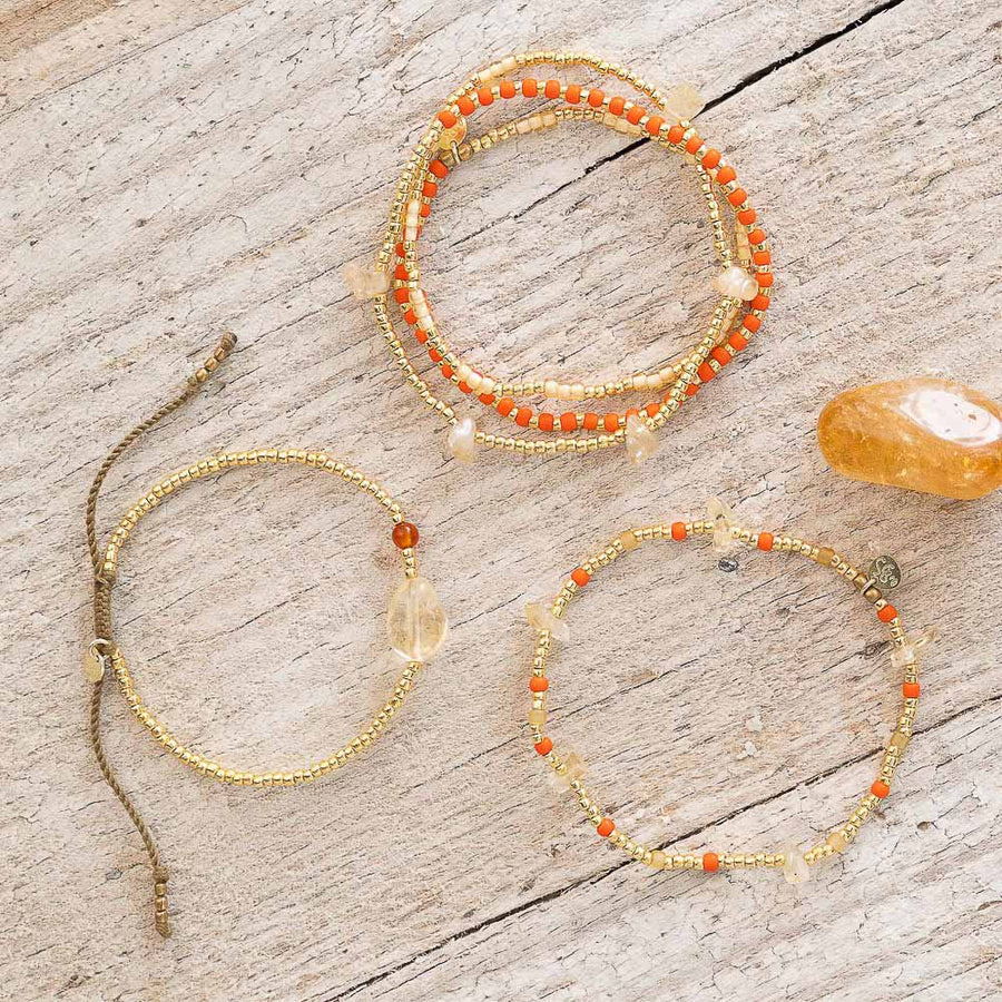 A BEAUTIFUL STORY Armband Flashy Citrin Gold