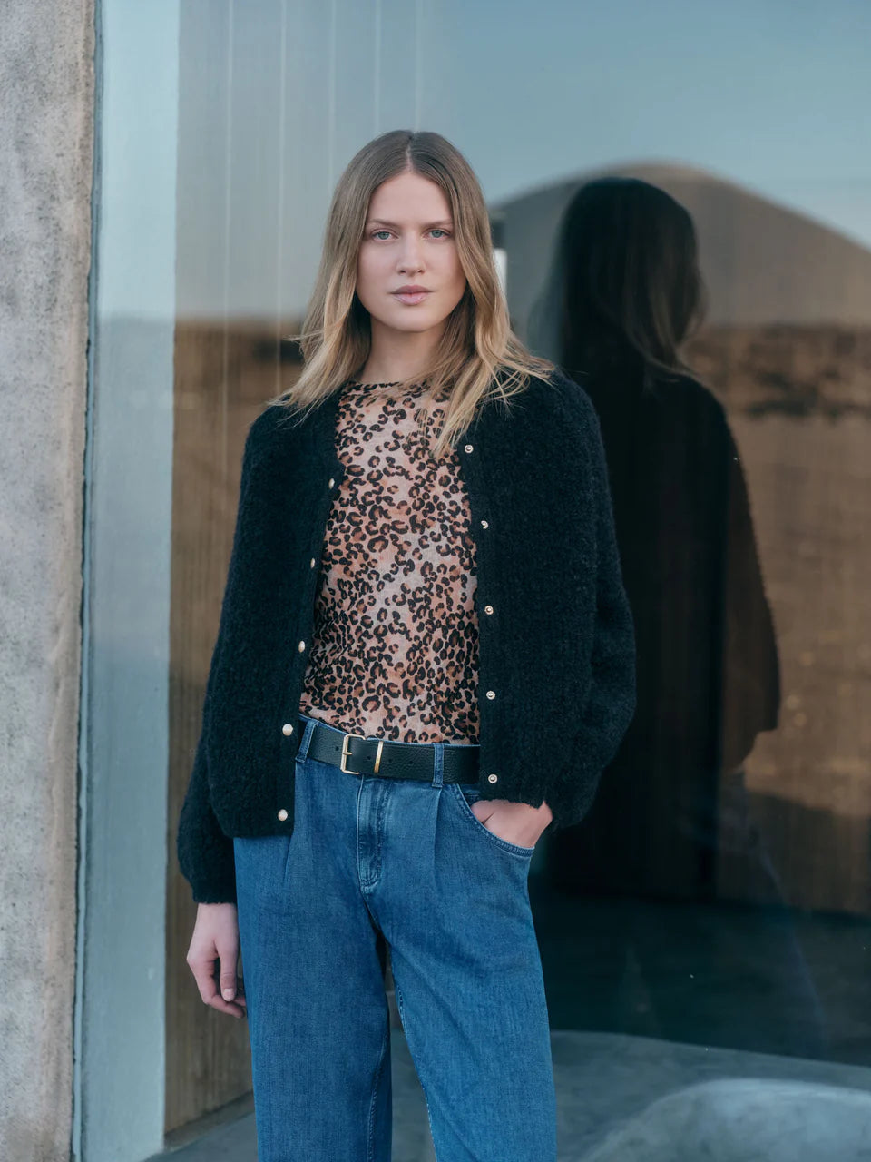 LANIUS Stehkragenshirt mit leo print