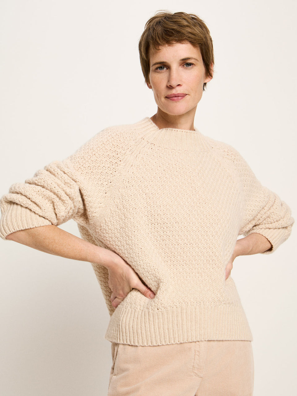 LANIUS Strukturpullover sahara melange