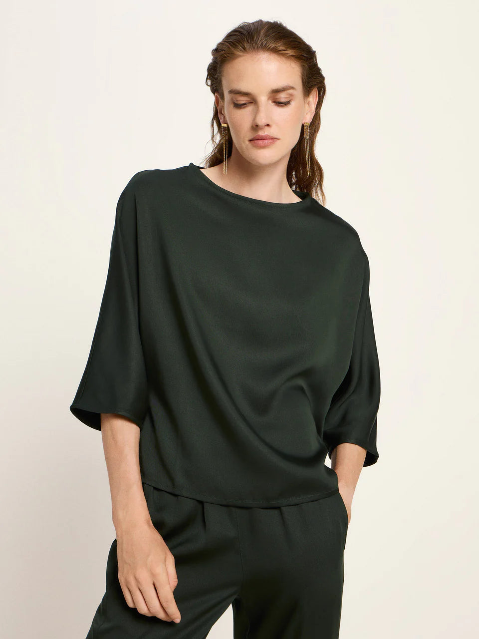 Lanius 3/4 Arm Bluse aus Tencel Farbe forest