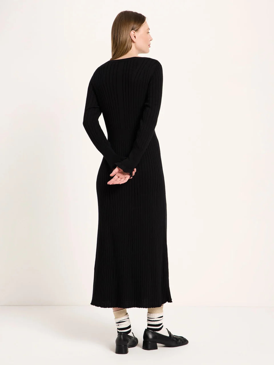 Lanius Rippen Strickkleid - gestreift
