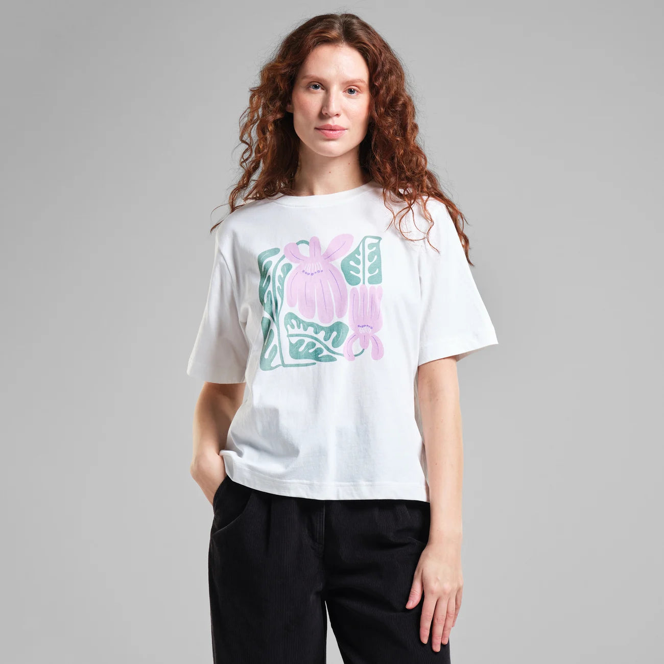 DEDICATED T-Shirt Vadstena Winter Blossom White