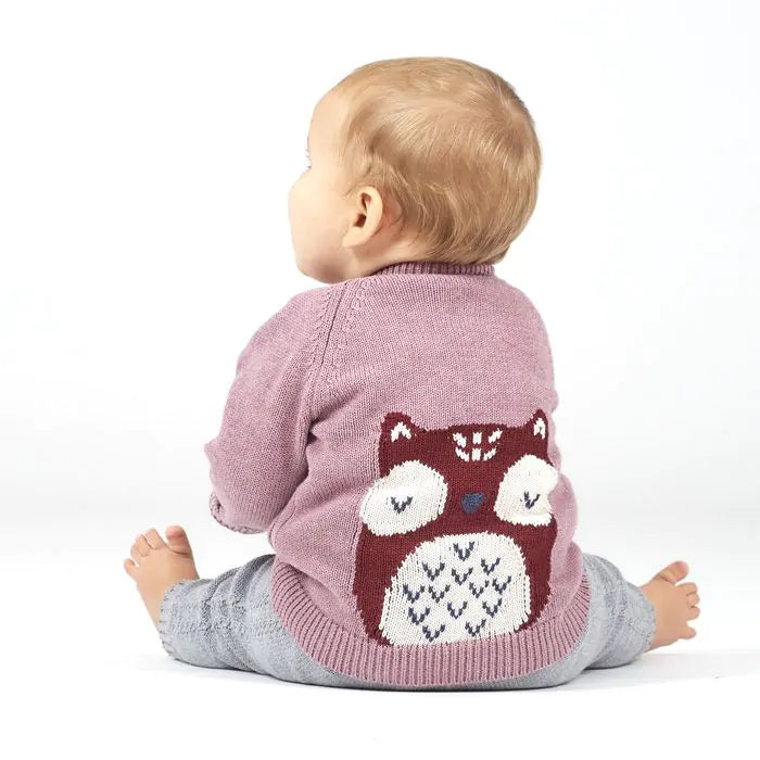 SENSE ORGANICS Navin Baby Pullover mauve eule owl