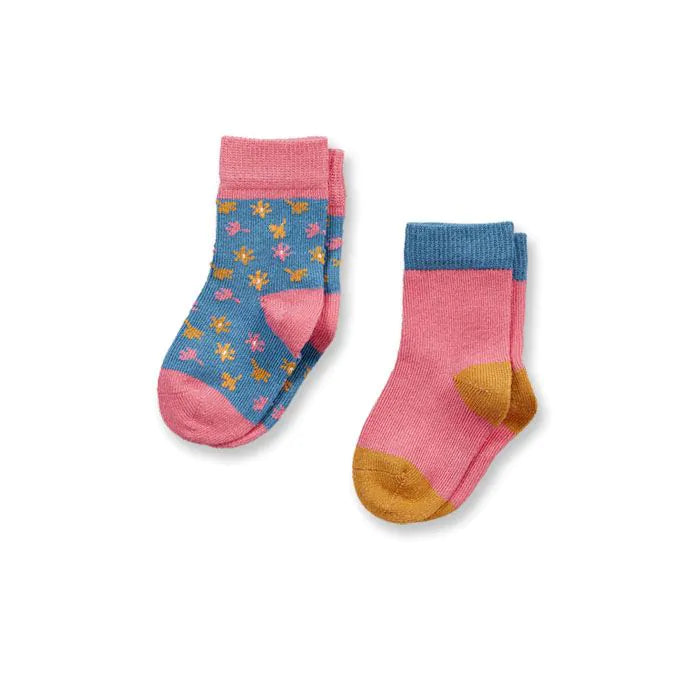 2er Pack Palti Babysocken Blue+Flowers/ Pink