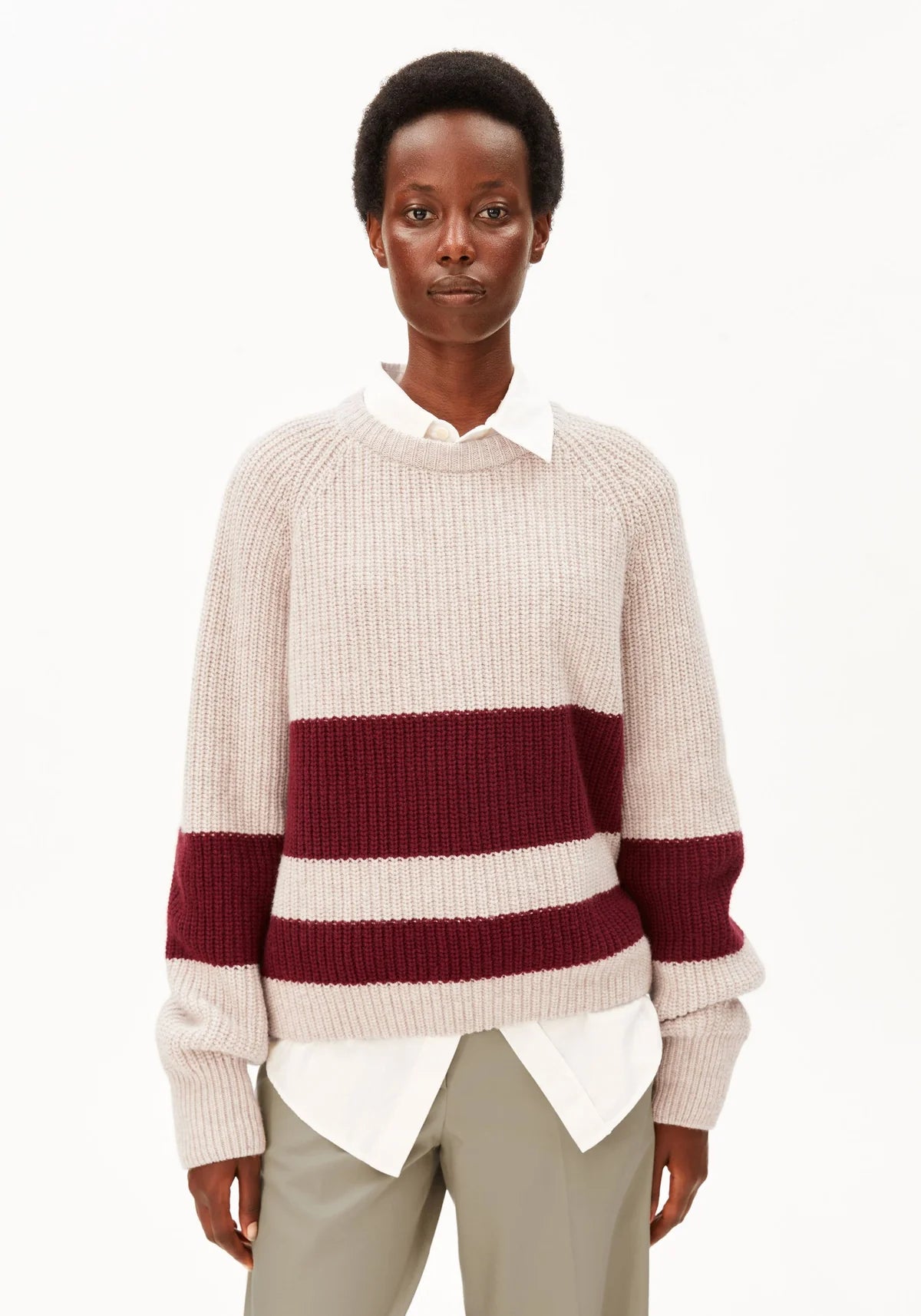 ARMEDANGELS GESTREIFTER RIPPSTRICK PULLOVER Bio-Woll-Mix