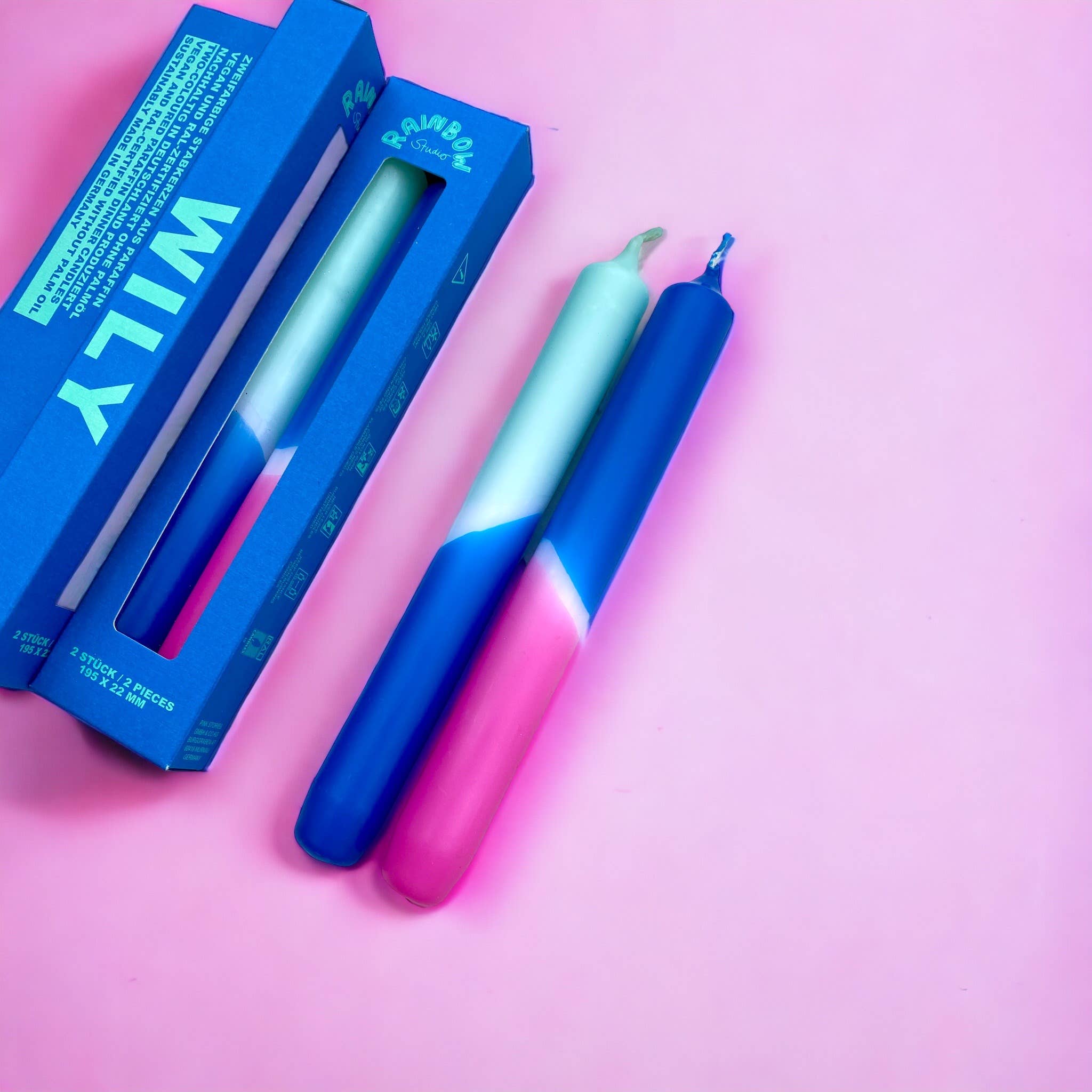 PINK STORIES Rainbow Neon Kerzen - 2er-Set
