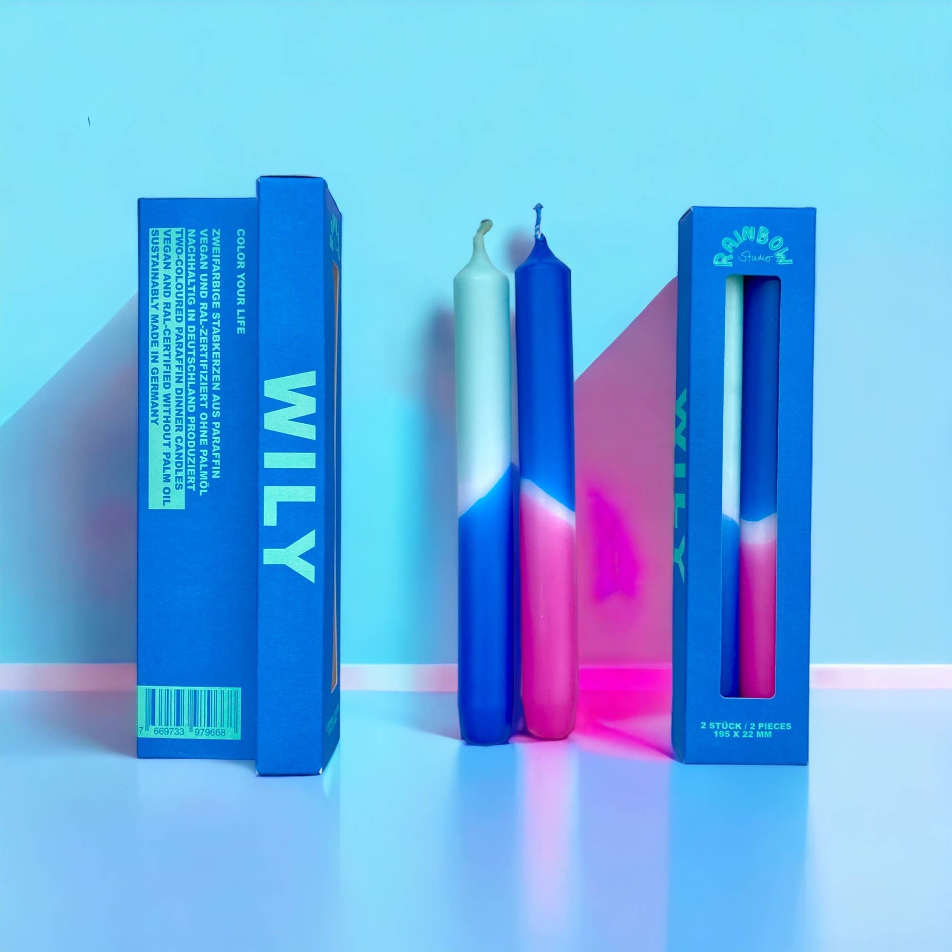 PINK STORIES Rainbow Neon Kerzen - 2er-Set