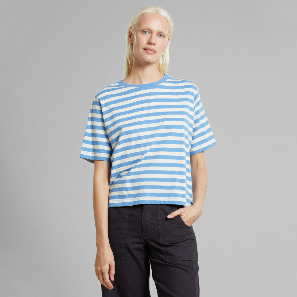 DEDICATED T-Shirt Vadstena Stripes Della Blue