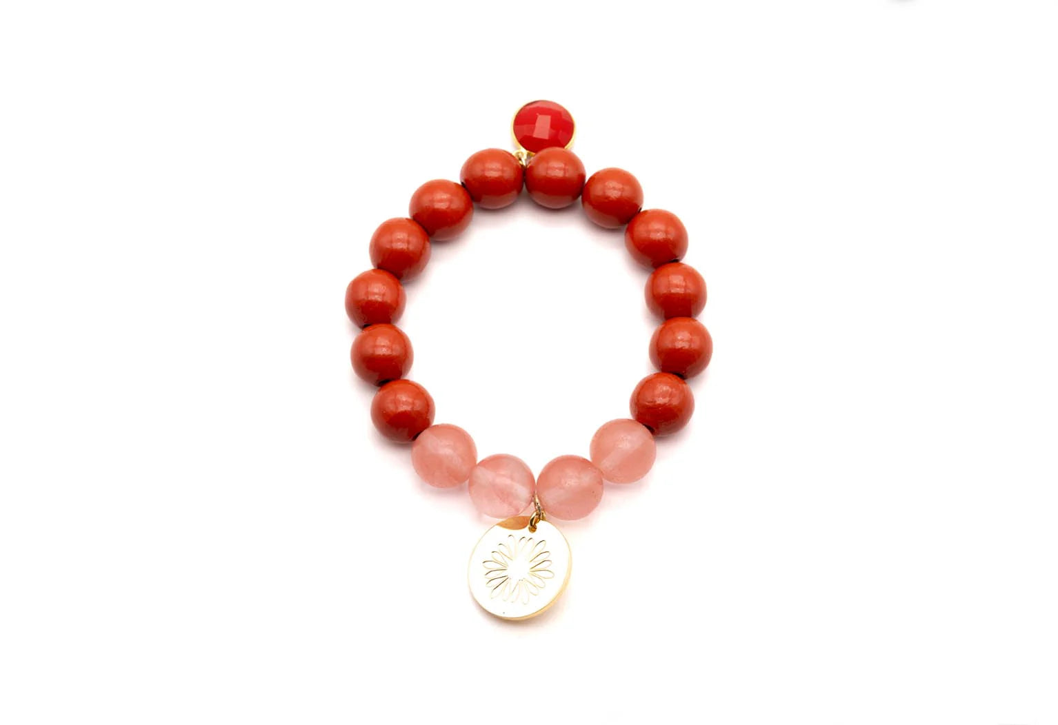 Schmückstück - Armband aus Holzperlen und Edelsteinen