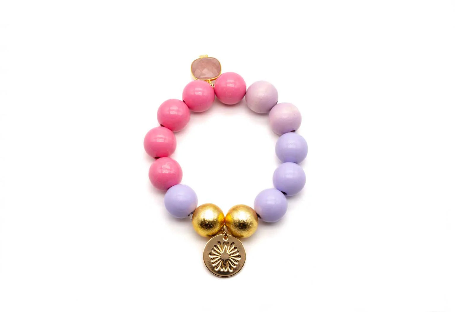 Schmückstück - Armband aus Holzperlen mit Edelstein