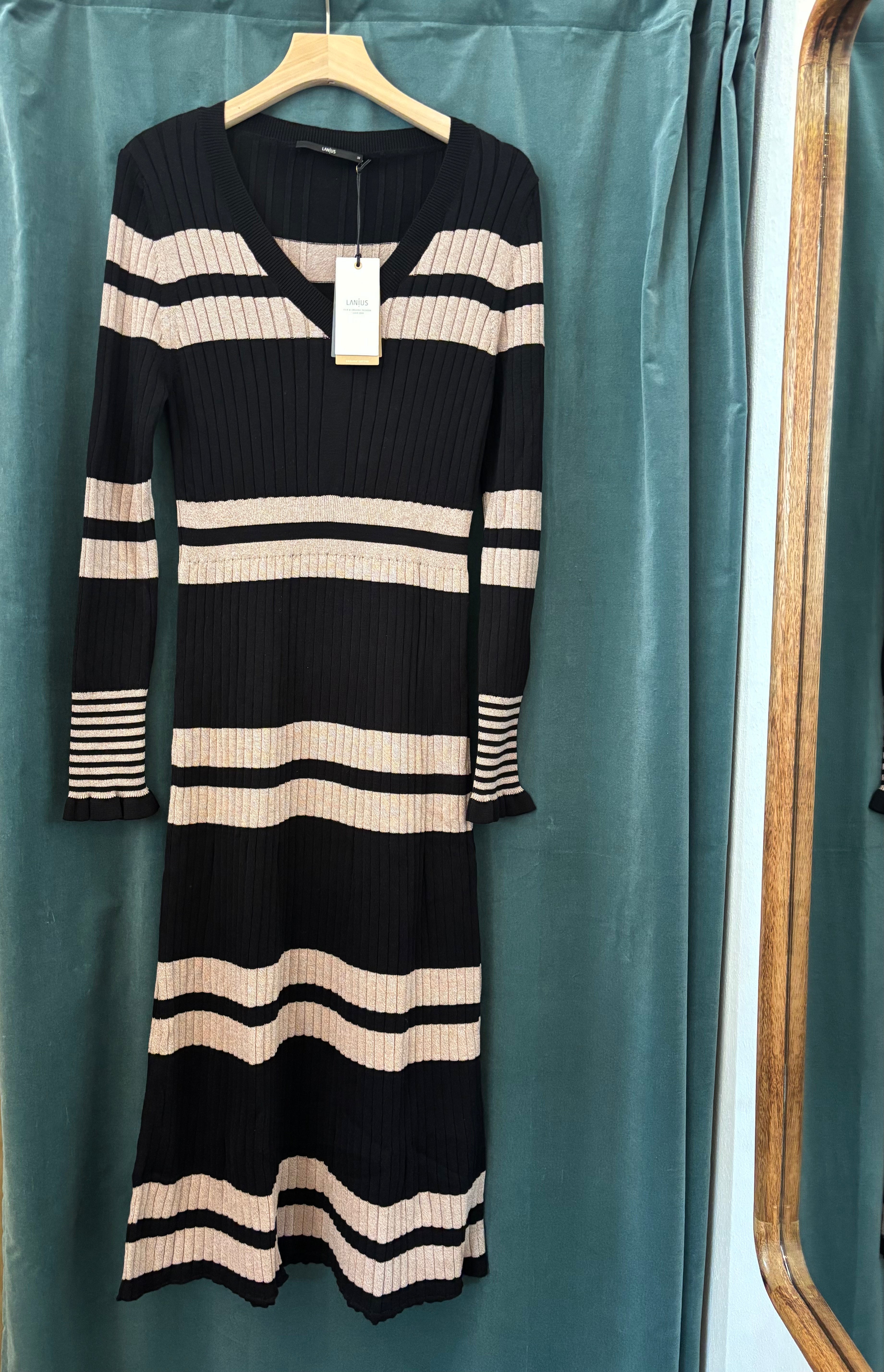 Lanius Rippen Strickkleid - gestreift