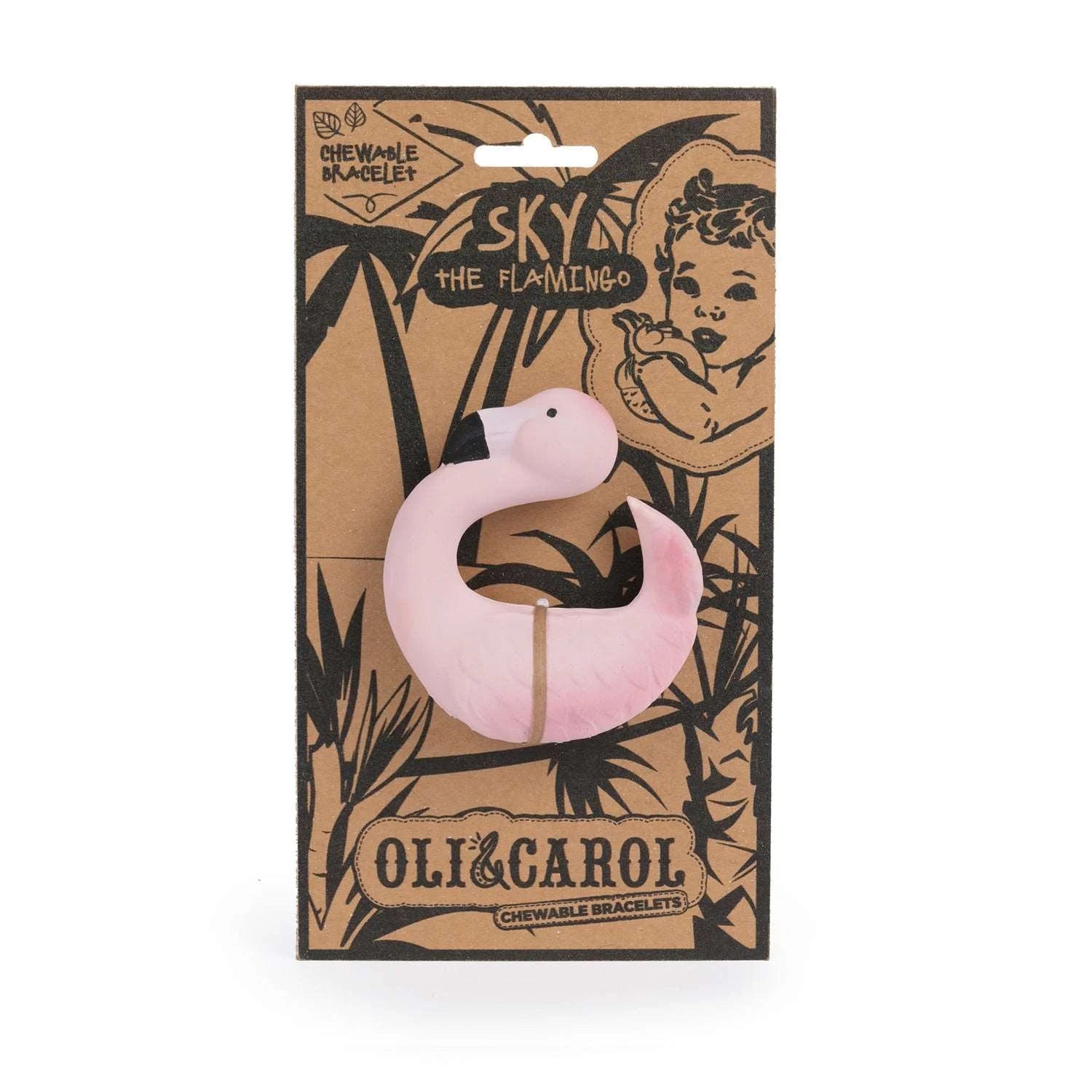 OLI & CAROL Beißring & Armband Flamingo Sky