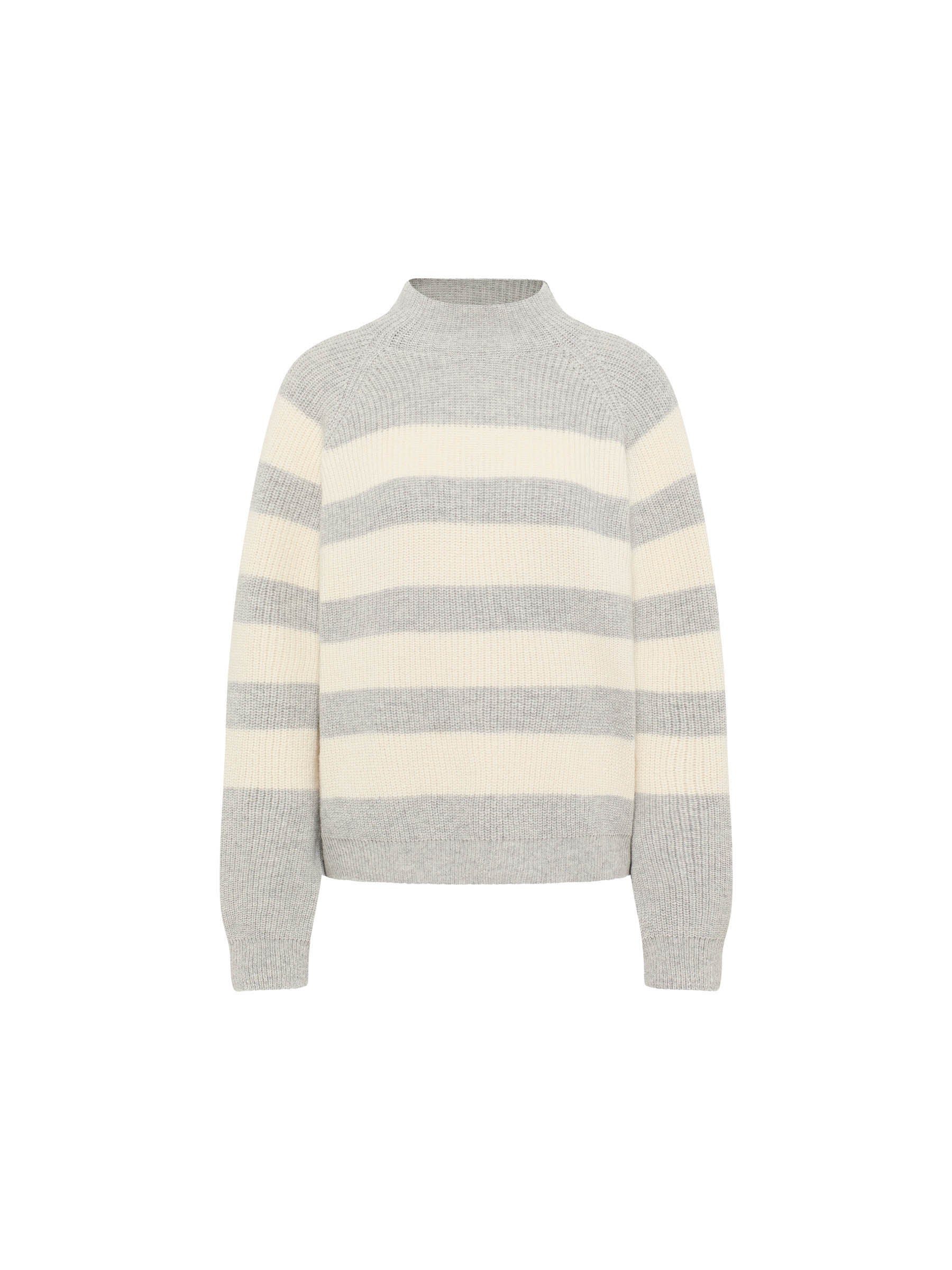 LANIUS Streifenpullover grey melange / off white