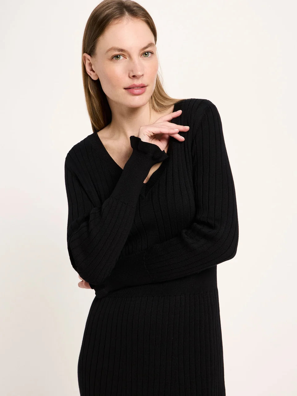 Lanius Rippen Strickkleid - gestreift