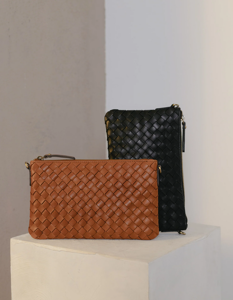 O MY BAG Lexi Cognac Woven Classic Leather