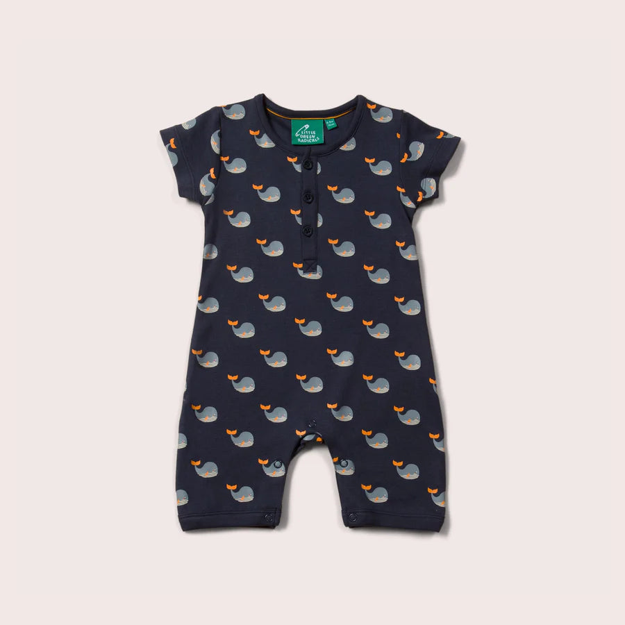 LITTLE GREEN RADICALS Short Sleeve Romper Whale