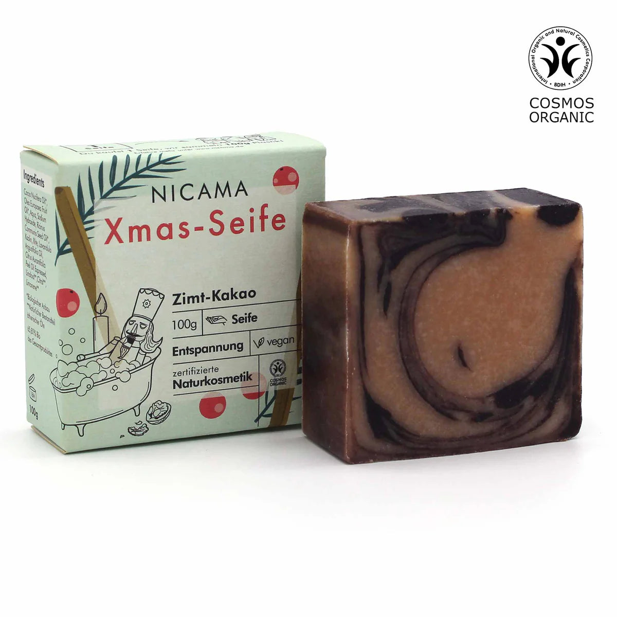 NICAMA Weihnachtsseife mit Zimt & Kakao - 100 g