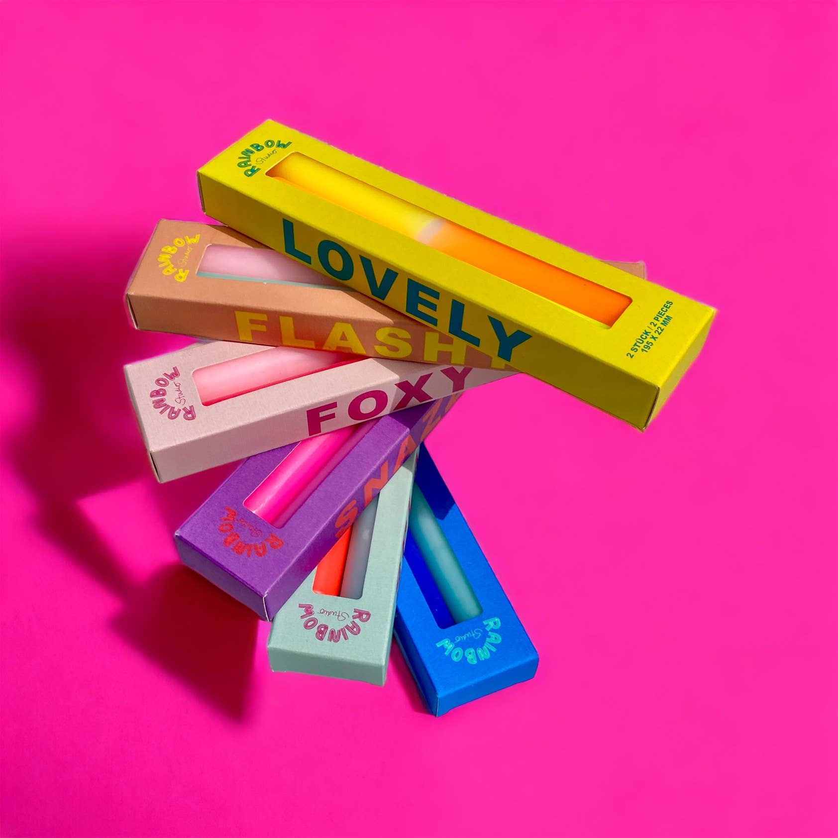 PINK STORIES Rainbow Neon Kerzen - 2er-Set