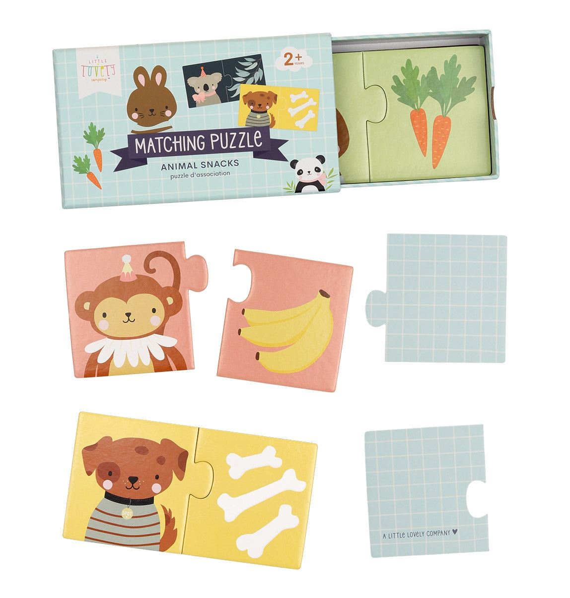 A LITTLE LOVELY COMPANY Matching Puzzle / Tiere + Lieblingssnacks 2+ Jahre