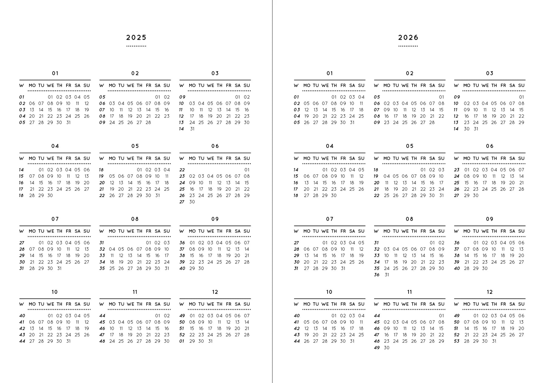 NAVUCKO Taschenkalender - Planner 2025