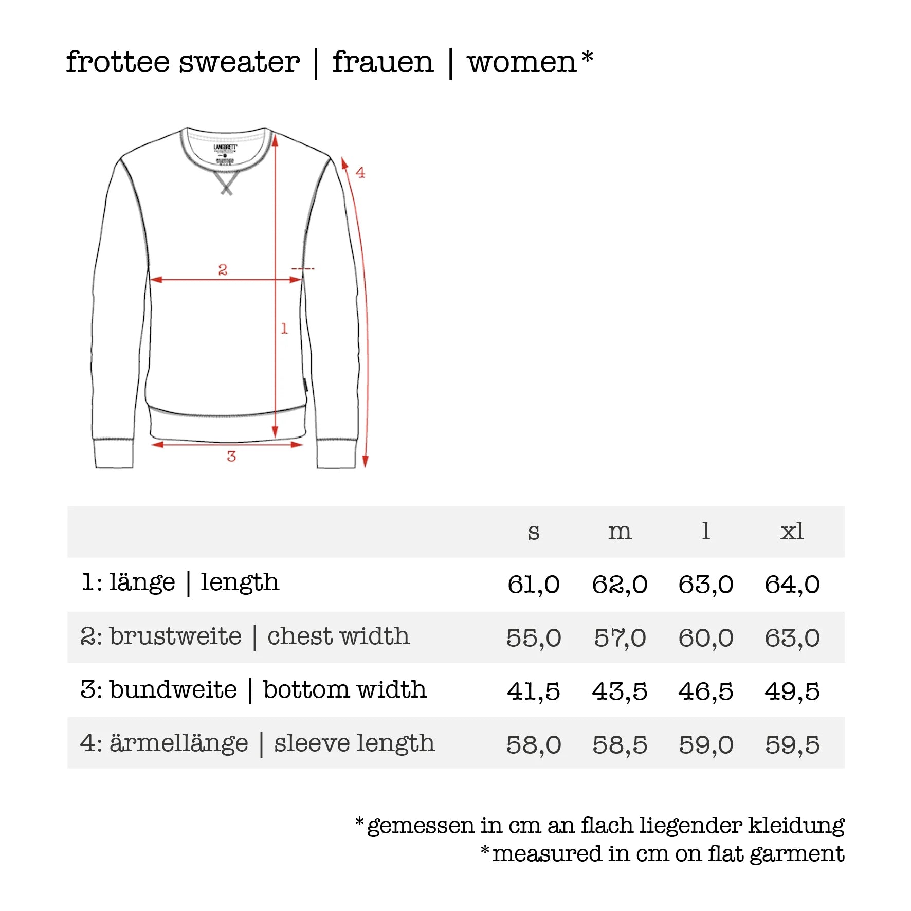 LANGBRETT terry sweater – various colours