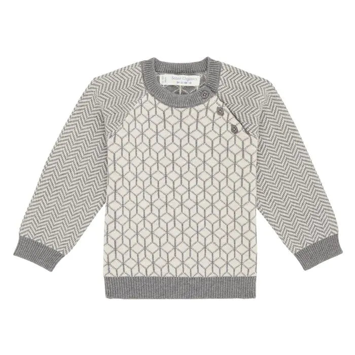 SENSE ORGANICS Victor knitted sweater sand/grey 12-18 M.