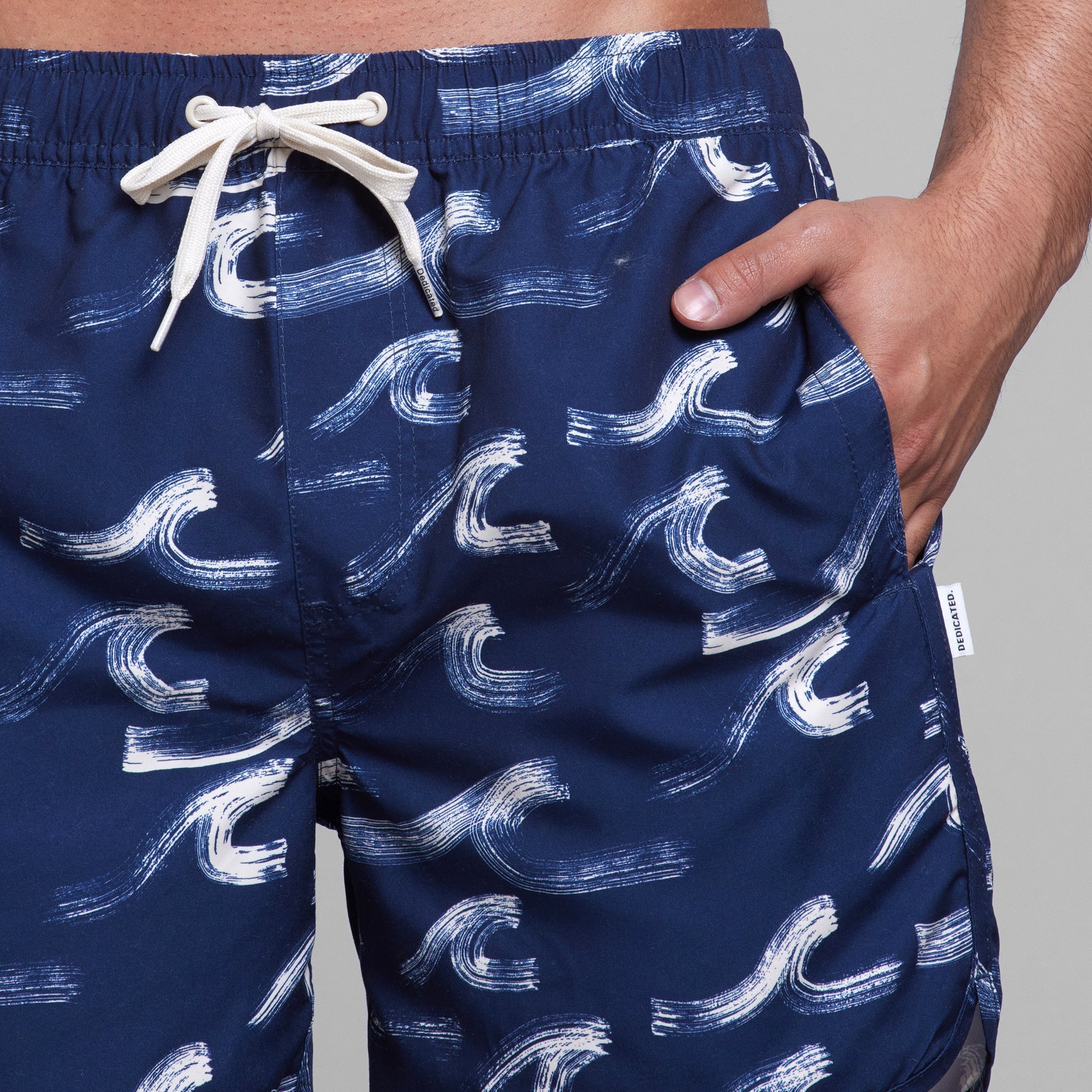 DEDICATED Badeshorts Sandhamn Brushed Waves Navy Gr. XL