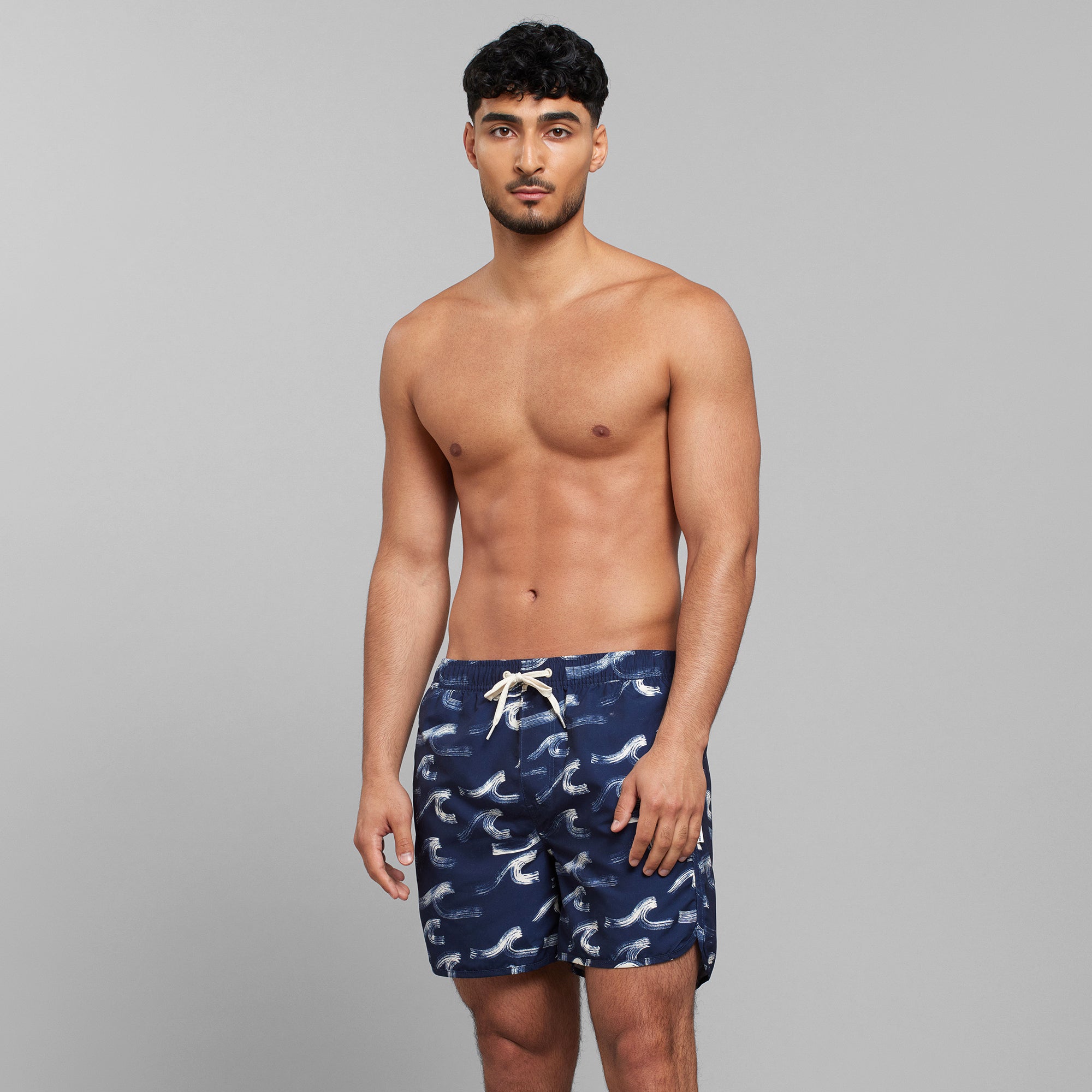 DEDICATED Badeshorts Sandhamn Brushed Waves Navy Gr. XL