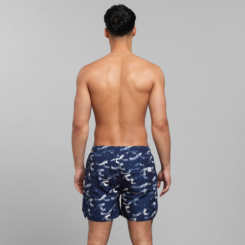 DEDICATED swim shorts Sandhamn Brushed Waves Navy size XL