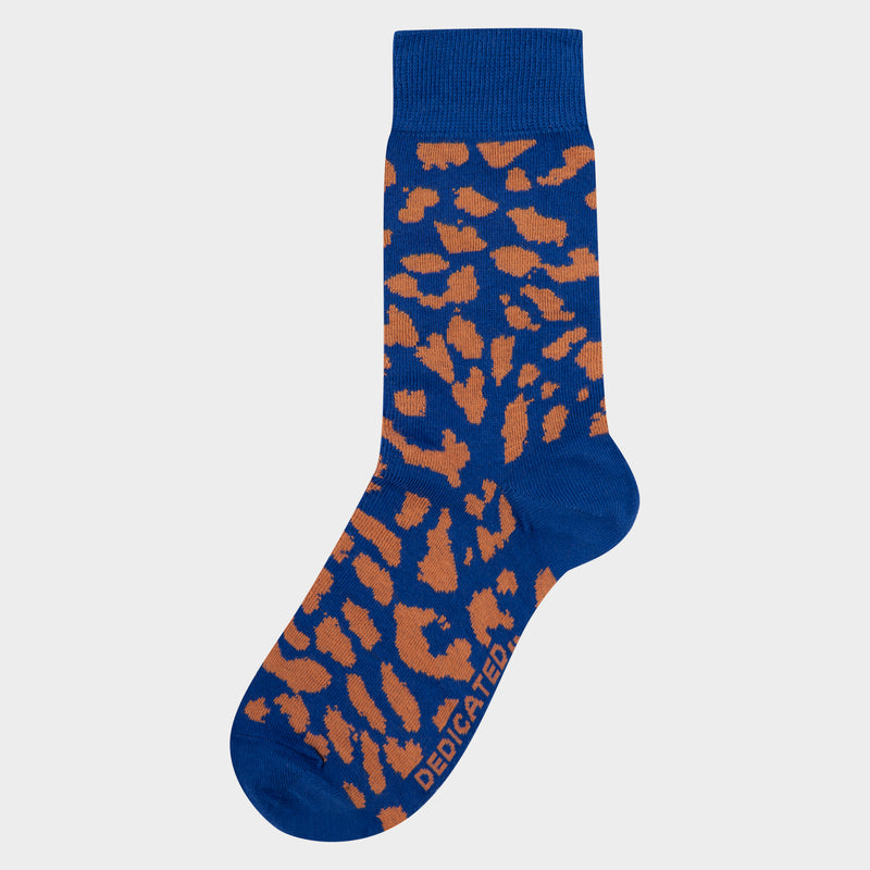 DEDICATED Socks Sigtuna Leopard Sodalite Blue