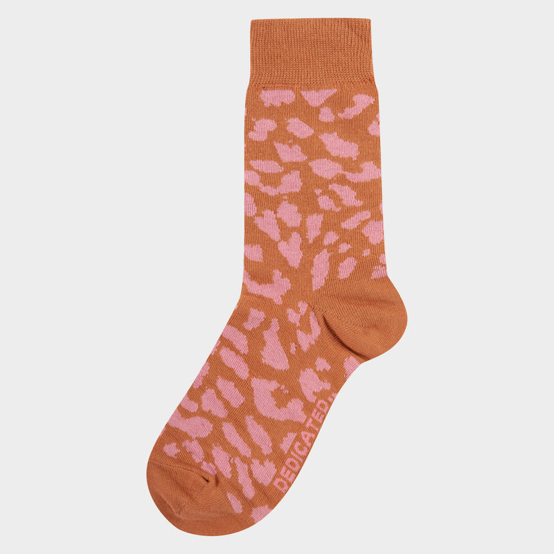 DEDICATED Socks Sigtuna Leopard Sunburn Orange