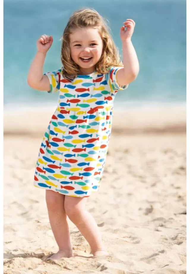 Frugi Frottee Kleid Towelling Sun Dress Rainbow Fish