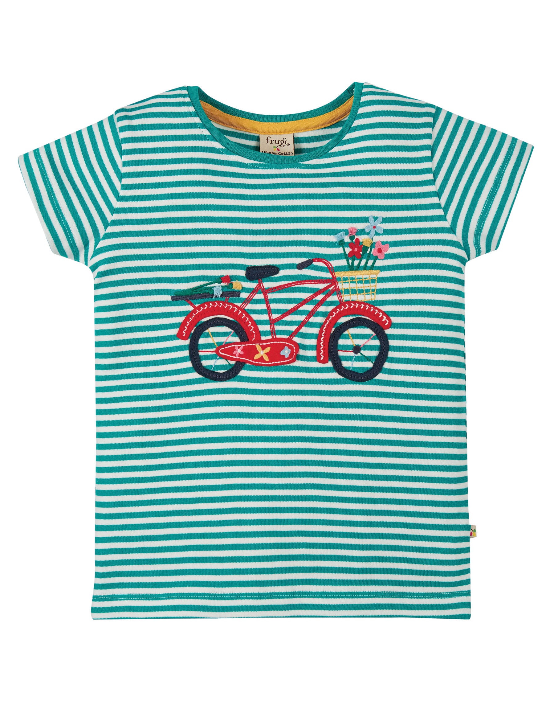 Frugi Camille T-Shirt Fahrrad Bike grün weiß